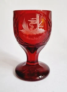 Ranftbecher mit Schliff Rubinglas rot Gesundheit Glück u. Freude - Imagen 1 de 7