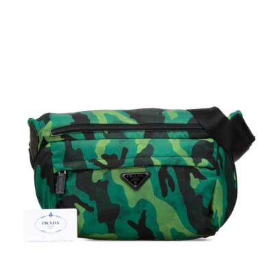 PRADA Camouflage Shoulder Bag Crossbody Handbag Green Nylon Triangle Logo Used - Image 1 of 4