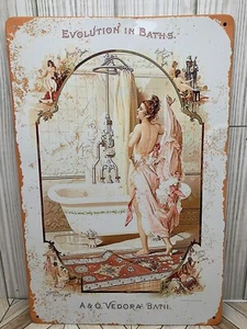 Evolution In Baths Metal Sign 8"X12" A & O Vedora Baths Retro Vintage Style - Picture 1 of 2