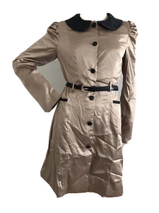 RARE LONDON RETRO 50'S GOLD SATIN BELTED EVENING PARTY COAT UK 8 EU 36 S BNWT - Picture 1 of 12