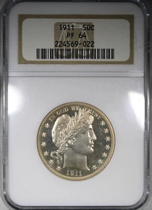 1911 Proof Barber Half Dollar NGC PR64 Nice Cameo Contrast Low Mintage - Picture 1 of 4
