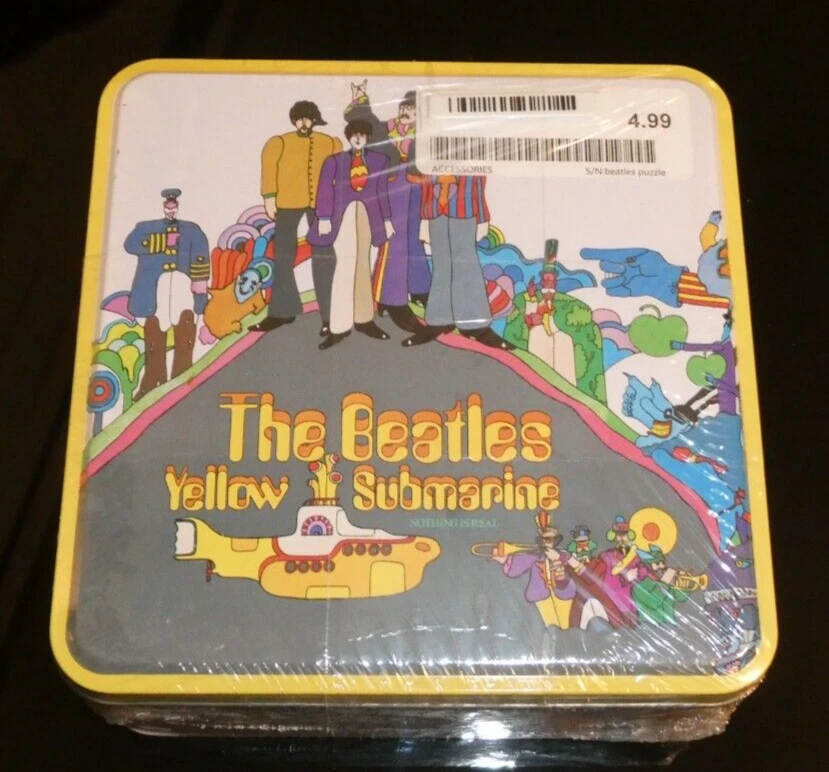 Beatles Yellow Submarine Album Cover 2 Sided Puzzle Collectible Tin Hasbro 2002