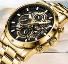 Chronograph Herren Uhr Luxus Uhr Gold Buesniss Datum sehr cool NEU mit Box