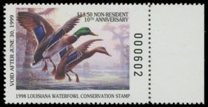 1998 Louisiana State Duck Stamp Non-Resident Mint Never Hinged - Picture 1 of 1