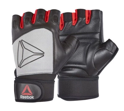 Guantes de entrenamiento con pesas Reebok (1562) Crossfit Fitness Gimnasio Fuerza Agarre de cuero Foto 1 de 4