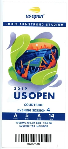 8/27 2019 US Open Tennis Courtside FULL TICKET Serena Williams Bianca Andreescu Cover