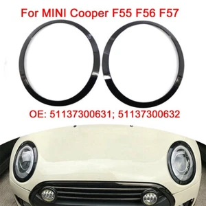 2X anillo de faros cubierta bisel negro brillante para Mini Cooper F55 F56 F57 2014-2018 - Imagen 1 de 6