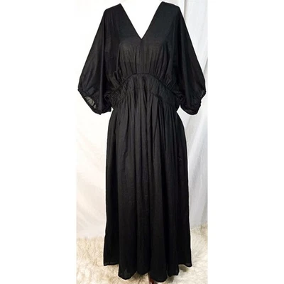 Banana Republic Black Midi Dress XL A Line Cotton Classic Boho Flowy Minimalist - Image 1 of 4