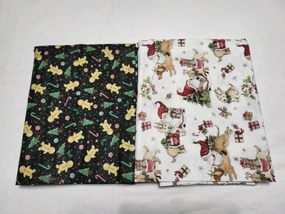 Lote (2) 3 Yardas Cortes Navidad Lanzamiento Gnomos y Cachorros Jo-anns Ala Tela Algodón Foto 1 de 3