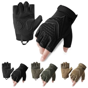 Tactical Fingerless Gloves for Men Knuckle Protection Lightweight Duty Work Gear - Picture 1 of 16