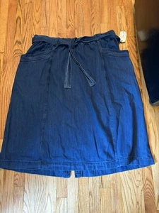 Nuova con etichette St Johns Bay Plus taglia 2 x gonna denim cintura con cravatta ~ $ 50 lavaggio medio - Foto 1 di 6