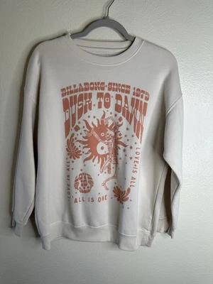 Billabong Women’s Large Sweatshirt Graphic Fleece Lined Pullover Antique White - Image 1 of 4
