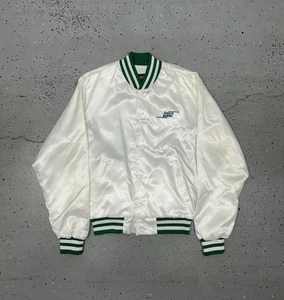 VTG White And Green Salem Spirit Satin Bomber Jacket - Size Small - Picture 1 of 5