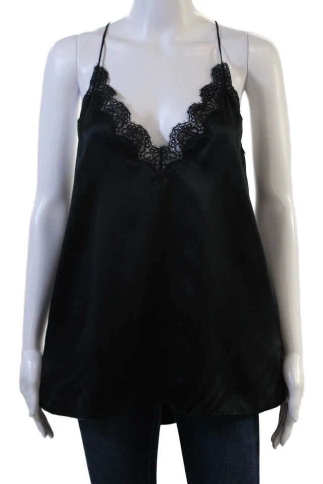 Cami NYC Women Silk V-Neck Tank Black Size XL - Image 1 of 4