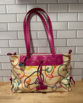 Bolso de Mano Dooney & Bourke Vintage Pato Maravilla Cartera Recubierta Lona Borde Rosa Foto 1 de 4