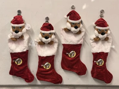 BUC-EES LOT OF 4 Buc-ee's Christmas 24” Plush Beaver Stockings, Fastens Shut/Close