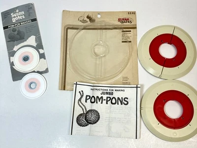 Lote de 2 fabricantes de pompones de colección Susan Bates Jumbo y 5 en una bola de hilo de 1,5"-4,5" Foto 1 de 4