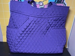 Vera Bradley Get Going Tote Large Bag Elderberry Purple Microfiber & Zip - Picture 1 of 10