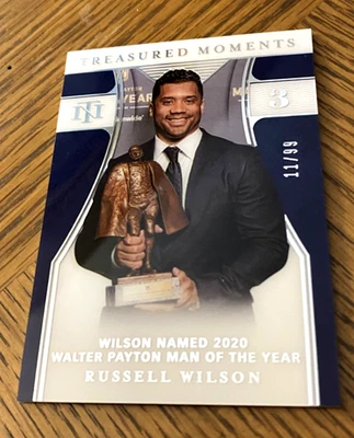 National Treasures Russell Wilson Treasured Moments 2021 #'d/99 SP SEAHAWKS HOF Foto 1 de 2