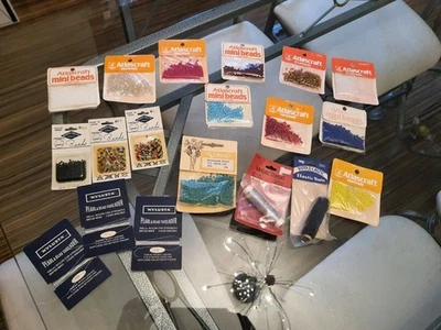 Job Lot Craft  Beads  ...🖤...  Assortment & Threads - Image 1 of 4
