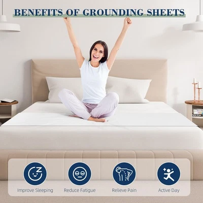 Sábanas planas de conexión a tierra de fibra astilla 10% con 2 cordones + 1 pulsera Foto 1 de 4