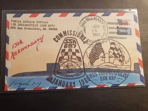 Submarine USS INDIANAPOLIS SSN-697 Naval Cover 1993 ROGAK HAND-DRAWN Cachet - Picture 1 of 2