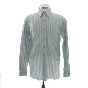L.L. Camisa de algodón grande Bean verde azul a rayas con botones manga larga 0 FWA4 - Imagen 1 de 10