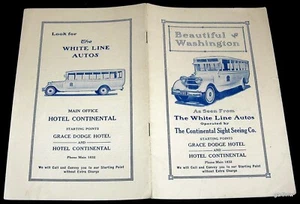 WASHINGTON DC 1920s TOUR BUS PICTORIAL WHITE LINE AUTOS CONTINENTAL SIGHT SEEING - Picture 1 of 2