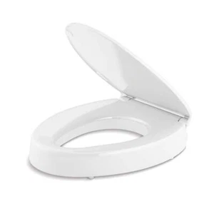 KOHLER Toilet Seat Riser Elevated Quiet-Close Elongated Closed-Front in White - Picture 1 of 8