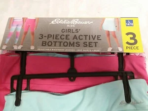 Eddie Bauer Youth Girl's 3 Piece Set Active Bottoms size L 14/16 Pink Teal Blue - Picture 1 of 9