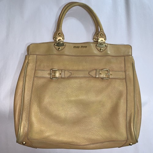 Borsa a mano autentica MIU MIU di PRADA pelle di cerva tan amata borsa TOTE