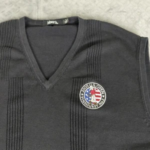 US Open Pinehurst 2005 Vest Ashworth Golf V Neck Silk Pullover Black Men Large - Picture 1 of 10