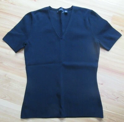 Top elástico Chaus S negro cuello en V manga corta ¡NUEVO SIN ETIQUETAS muy bonito! Foto 1 de 3