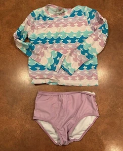 Ruffle Butts Girls Two Piece Bathing Swim Suit Size 5 Blue Purple Pink - Picture 1 of 3
