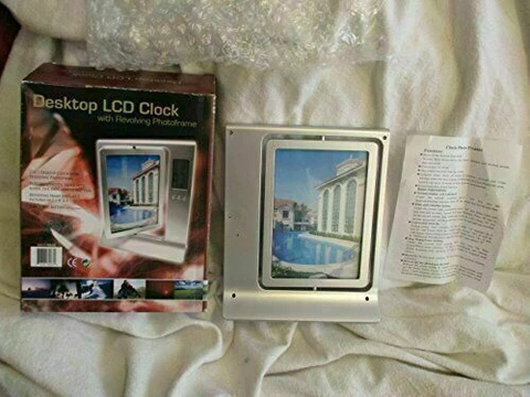 Desktop Lcd Clock with Revolving Photoframe Cover