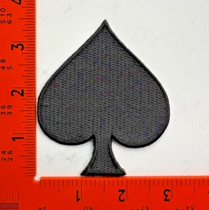 Black Spade Embroidered Iron-On Patch – Playing Card Suit Applique - Picture 1 of 1