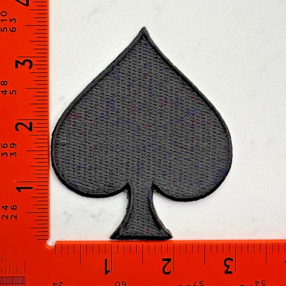 Black Spade Embroidered Iron-On Patch – Playing Card Suit Applique - Image 1 of 1