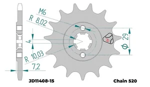 Piñón delantero JDCHAINWHEELS para SUZUKI RV 200 furgoneta-furgoneta, 2016-2019, 15T, 520 - Imagen 1 de 4