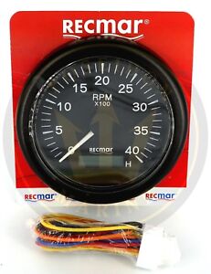 Recmar Marine tach tachometer black 0-4000RPM