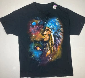 Mens T-Shirt Size S Indian Native American Planets Stars Universe Galaxy Chief - Picture 1 of 4