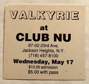 VALKYRIE RARE VINTAGE 1995 SMALL FLYER/PASS 5/17/1995 CLUB NU QUEENS NYC  - Picture 1 of 2