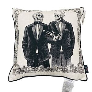 Cynthia Rowley Halloween Skeleton Grooms Couple 18in Throw Pillow Gay Interest