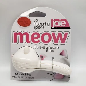 Cat Measuring Spoon Set Joie Meow 5 Piece White New - Picture 1 of 13
