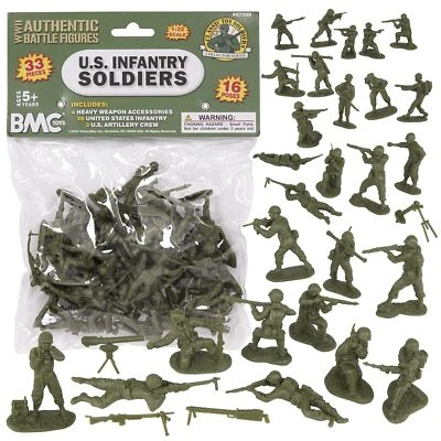 Bonecos soldados BMC CTS WW2 US Infantry plástico exército masculino - 33 peças OD verde 1:32 - Imagem 1 de 4