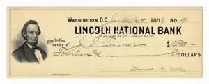 David B. Hill assegno firmato (l'assegno ha una vignetta di Abraham Lincoln) - Foto 1 di 2