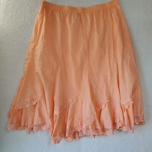 Roaman's Peach Boho Gypsy Peasant Layered Tiered Lace Swiss Dot Maxi Skirt 26W - Picture 1 of 12