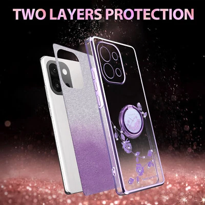 For OnePlus 13T, Phone Case Bling Fashion Glitter Soft Clear Ring Holder Cover - Image 1 of 4