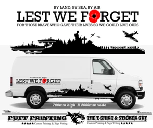 Lest We Forget LARGE X2 Car Van Window Vinyl Decals Stickers Poppy Camper - Picture 1 of 2