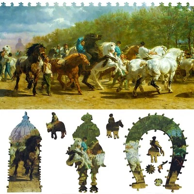 Wooden Jigsaw Puzzle for Adults by FoxSmartBox - 325 Pieces - The Horse Fair - Image 1 of 4
