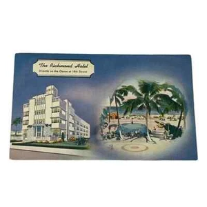 Tarjeta Postal The Richmond Hotel Miami Beach Florida Tarjeta Publicitaria De Colección B145 - Imagen 1 de 2